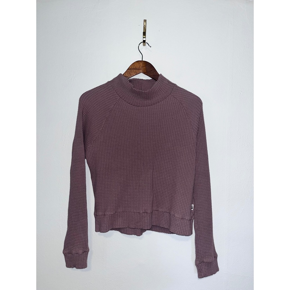 The North Face Womens Waffle Knit Mock Neck Pullover Mauve Medium Casual Lounge